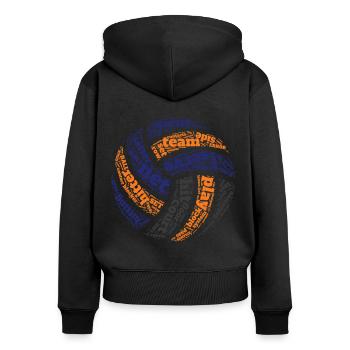 Volley- volley- joueur tenue de joueur de volley- - Sweat à capuche zippé Premium bio Femme - noir - Dos - Julia (174cm)