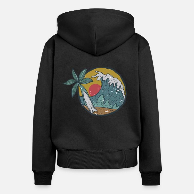 Plage - Sweat à capuche zippé Premium bio Femme - noir