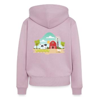 ferme - Sweat à capuche zippé Premium bio Femme - rose poudré - Dos - Julia (174cm)