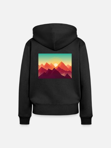 Berge - Sonnenaufgang - Frauen Premium Bio Zip Hoodie - Schwarz