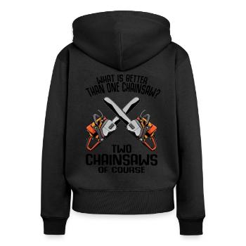 Tronçonneuse Tronçonneuse Scies à bois Cadeau drôle - Sweat à capuche zippé Premium bio Femme - noir - Dos - Julia (174cm)