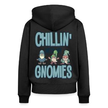 Chillin mit meinen Zwergen Gärtnern Zwergengärtner - Frauen Premium Bio Zip Hoodie - Schwarz - Hinten - Julia (174cm)