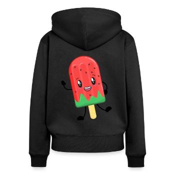 Eis am Stiel - Frauen Premium Bio Zip Hoodie - Schwarz - Hinten - Julia (174cm)