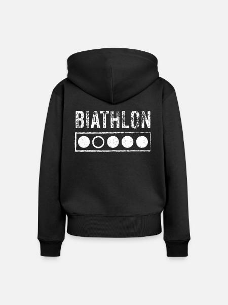 Biathlon Zielscheibe Biathlet - Frauen Premium Bio Zip Hoodie - Schwarz