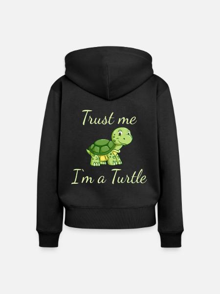 funny turtle - Frauen Premium Bio Zip Hoodie - Schwarz