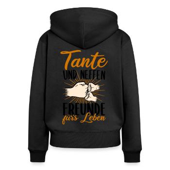 Tante Neffe Freunde fürs Leben zweifache Tante - Frauen Premium Bio Zip Hoodie - Schwarz - Hinten - Julia (174cm)