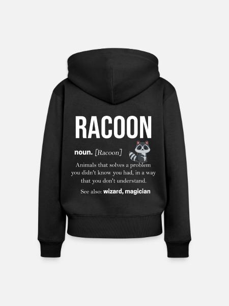 Waschbär - Frauen Premium Bio Zip Hoodie - Schwarz