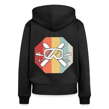 Ski - Frauen Premium Bio Zip Hoodie - Schwarz - Hinten - Julia (174cm)