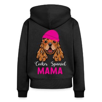 cocker spaniel mama gift idea for owners women fun - Sweat à capuche zippé Premium bio Femme - noir - Dos - Julia (174cm)
