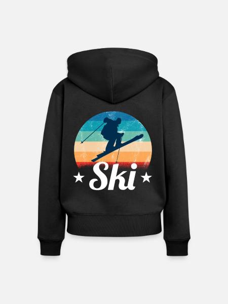Ski - Frauen Premium Bio Zip Hoodie - Schwarz
