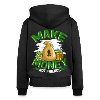 Geld Bargeld Kapitalismus Dollar Euro Money Reich - Frauen Premium Bio Zip Hoodie - Schwarz - Hinten - Julia (174cm)