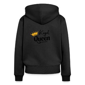 Kegel Queen Design für Sportkeglerin - Frauen Premium Bio Zip Hoodie - Schwarz - Hinten - Julia (174cm)