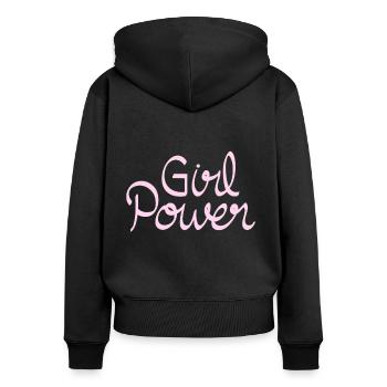 girl power - Frauen Premium Bio Zip Hoodie - Schwarz - Hinten - Julia (174cm)
