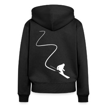 Tiefschnee ski fahrer ski wintersport geschenk - Frauen Premium Bio Zip Hoodie - Schwarz - Hinten - Julia (174cm)
