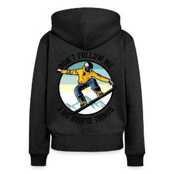 Snowboarder sports d'hiver snowboard drôle - Sweat à capuche zippé Premium bio Femme - noir - Dos - Julia (174cm)