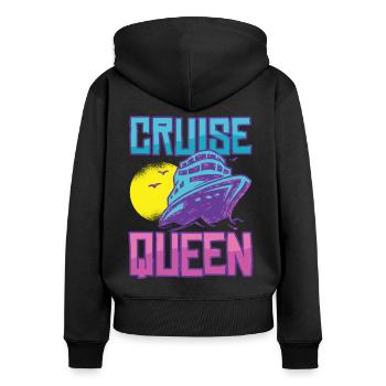 Kreuzfahrt Queen - Frauen Premium Bio Zip Hoodie - Schwarz - Hinten - Julia (174cm)