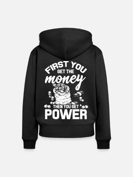 Geld - Frauen Premium Bio Zip Hoodie - Schwarz