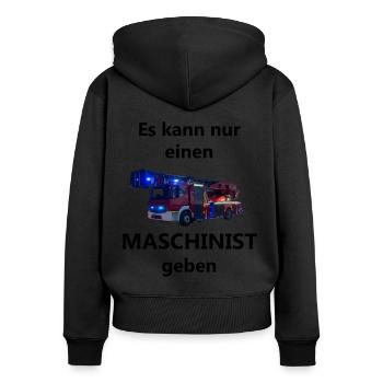 Feuerwehr Maschinist - Frauen Premium Bio Zip Hoodie - Schwarz - Hinten - Julia (174cm)