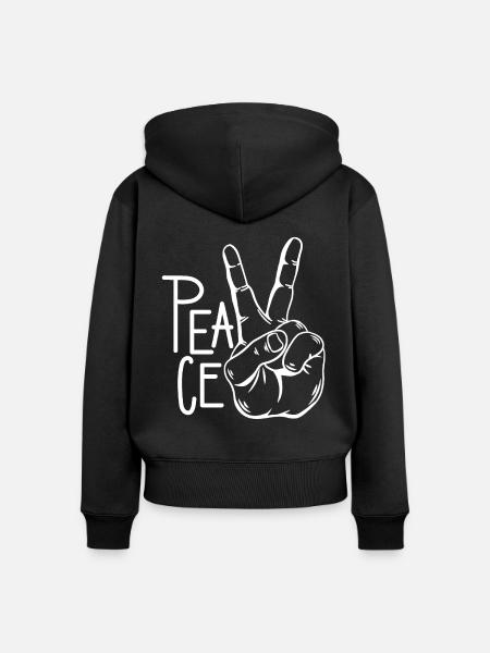 Peace Zeichen - Frauen Premium Bio Zip Hoodie - Schwarz