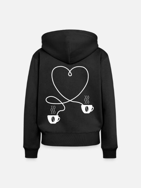 Kaffee Herz Kaffe Geschenk - Frauen Premium Bio Zip Hoodie - Schwarz