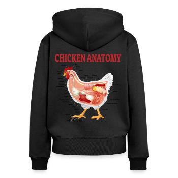 Chicken Anatomy Funny Gift Chicken Breeder - Women's Premium Organic Zip Hoodie - black - Back - Julia (174cm)