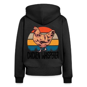 Éleveur de poulets Sort Poulet Whisperer - Sweat à capuche zippé Premium bio Femme - noir - Dos - Julia (174cm)