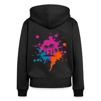 Vacances Taches colorées - Sweat à capuche zippé Premium bio Femme - noir - Dos - Julia (174cm)