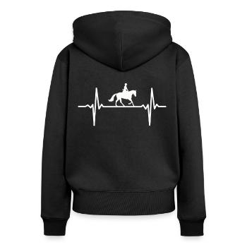 Heartbeat Horse Riding Pulse Rider Equestrian - Women's Premium Organic Zip Hoodie - black - Back - Julia (174cm)