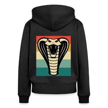Kobra - Frauen Premium Bio Zip Hoodie - Schwarz - Hinten - Julia (174cm)
