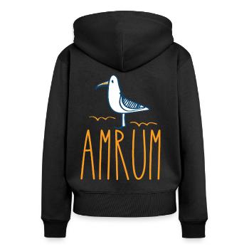 Amrum Möwe Moin Nordsee Wattenmeer Insel - Frauen Premium Bio Zip Hoodie - Schwarz - Hinten - Julia (174cm)