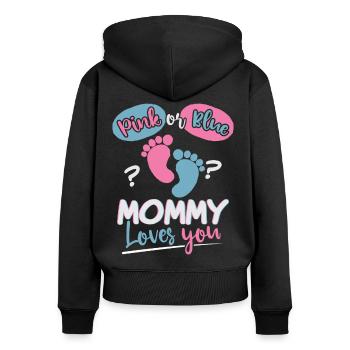 Rosa Oder Blau Mama Liebt Dich - Frauen Premium Bio Zip Hoodie - Schwarz - Hinten - Julia (174cm)