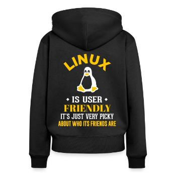 Linux Geek Coding Programmierer Nerd - Frauen Premium Bio Zip Hoodie - Schwarz - Hinten - Julia (174cm)