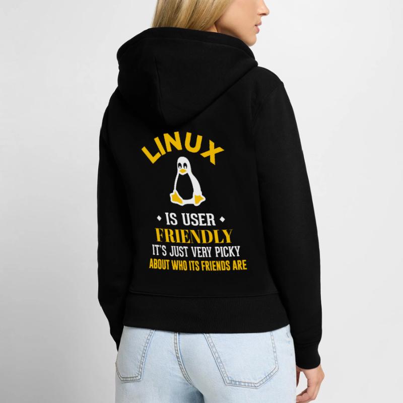 Linux Geek Coding Programmeur Nerd Sweat à capuche zippé Premium bio Femme
