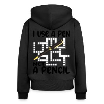 Puzzle Crossword Words Crossword Puzzle - Women's Premium Organic Zip Hoodie - black - Back - Julia (174cm)
