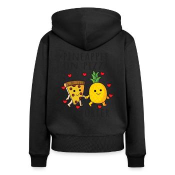Pizza Hawaï Ananas Pizza Manger - Sweat à capuche zippé Premium bio Femme - noir - Dos - Julia (174cm)