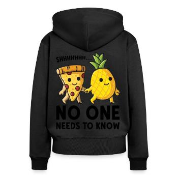 No One Needs to Know Pizza Hawaii Partnerlook - Frauen Premium Bio Zip Hoodie - Schwarz - Hinten - Julia (174cm)