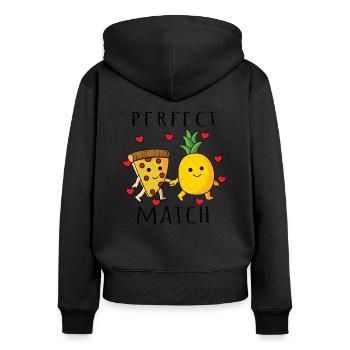 Pizza Hawaï Ananas Pizza Manger - Sweat à capuche zippé Premium bio Femme - noir - Dos - Julia (174cm)