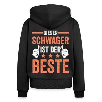 Bester Schwager Geschenk - Frauen Premium Bio Zip Hoodie - Schwarz - Hinten - Julia (174cm)