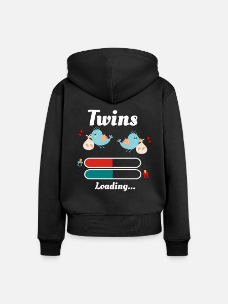 Zwillinge - Frauen Premium Bio Zip Hoodie - Schwarz