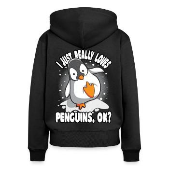 Pingouin Pôle Sud Antarctique Drôle de sort Cadeau - Sweat à capuche zippé Premium bio Femme - noir - Dos - Julia (174cm)