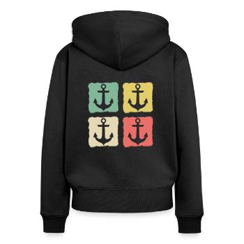 Ancre bateau maritime maritime cadeau - Sweat à capuche zippé Premium bio Femme - noir - Dos - Julia (174cm)
