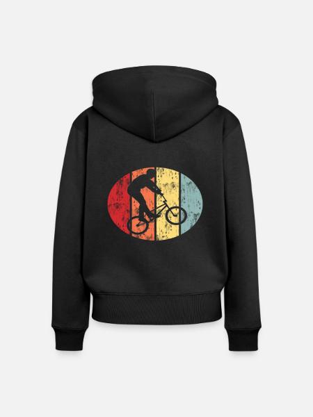 BMX retro - Frauen Premium Bio Zip Hoodie - Schwarz