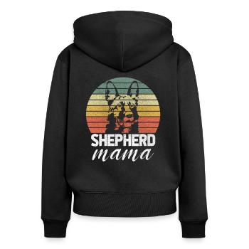 Schäferhund Mama Hundepfoten Geschenk Retro - Frauen Premium Bio Zip Hoodie - Schwarz - Hinten - Julia (174cm)
