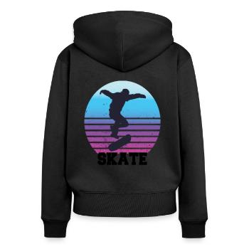 Skateboarding Skateboard Longboard Geschenk - Frauen Premium Bio Zip Hoodie - Schwarz - Hinten - Julia (174cm)