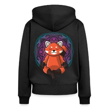 roter Panda Yoga Mandala Spirituell yoga damen - Frauen Premium Bio Zip Hoodie - Schwarz - Hinten - Julia (174cm)