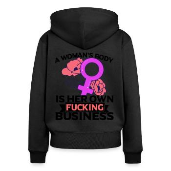 Féministe Féminisme émancipation cadeau - Sweat à capuche zippé Premium bio Femme - noir - Dos - Julia (174cm)