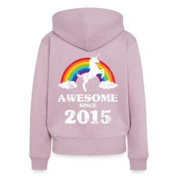Jahrgang 2015 Geburtsjahr Geburtstag - Frauen Premium Bio Zip Hoodie - Altrosa - Hinten - Julia (174cm)