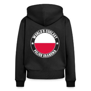 Worlds coolest polish grandma - Frauen Premium Bio Zip Hoodie - Schwarz - Hinten - Julia (174cm)