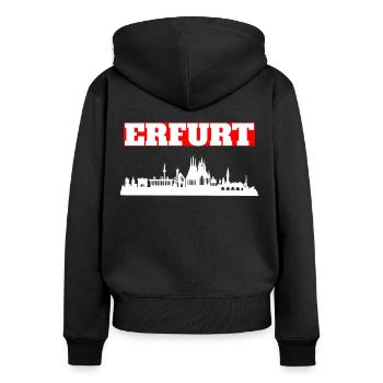 Skyline Erfurt Geschenk - Frauen Premium Bio Zip Hoodie - Schwarz - Hinten - Julia (174cm)