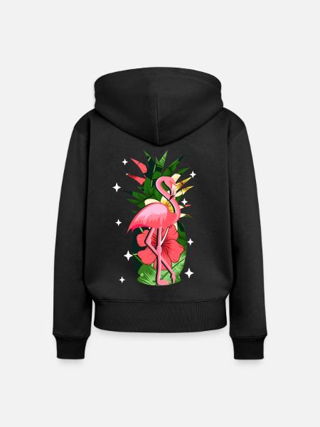 Flamingo Rosa - Frauen Premium Bio Zip Hoodie - Schwarz